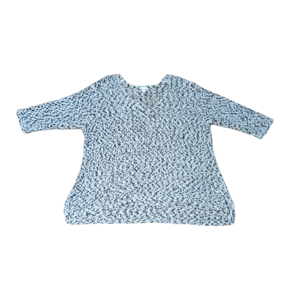J. Jill white and black marled chunky 3/4‎ sleeve sweater 2x - Picture 2 of 5
